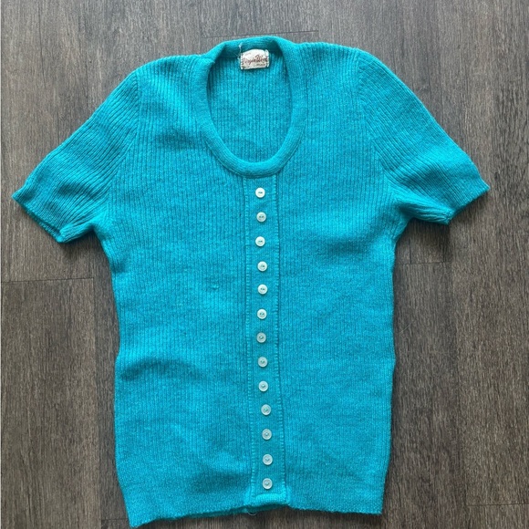 Teal Button-Up Women's Sweater - Picture 1 of 5